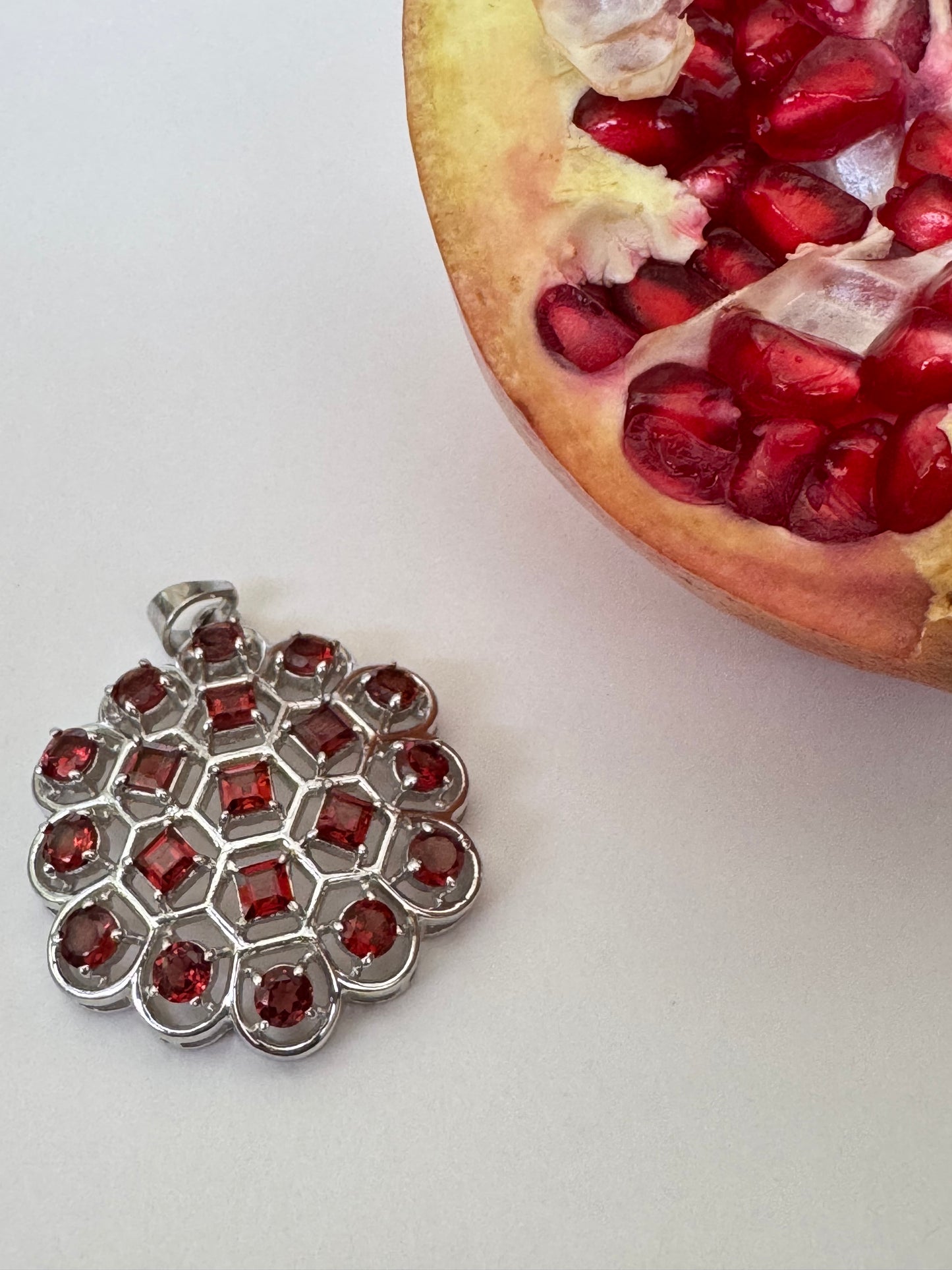 PomoGarnet sterling silver pendant