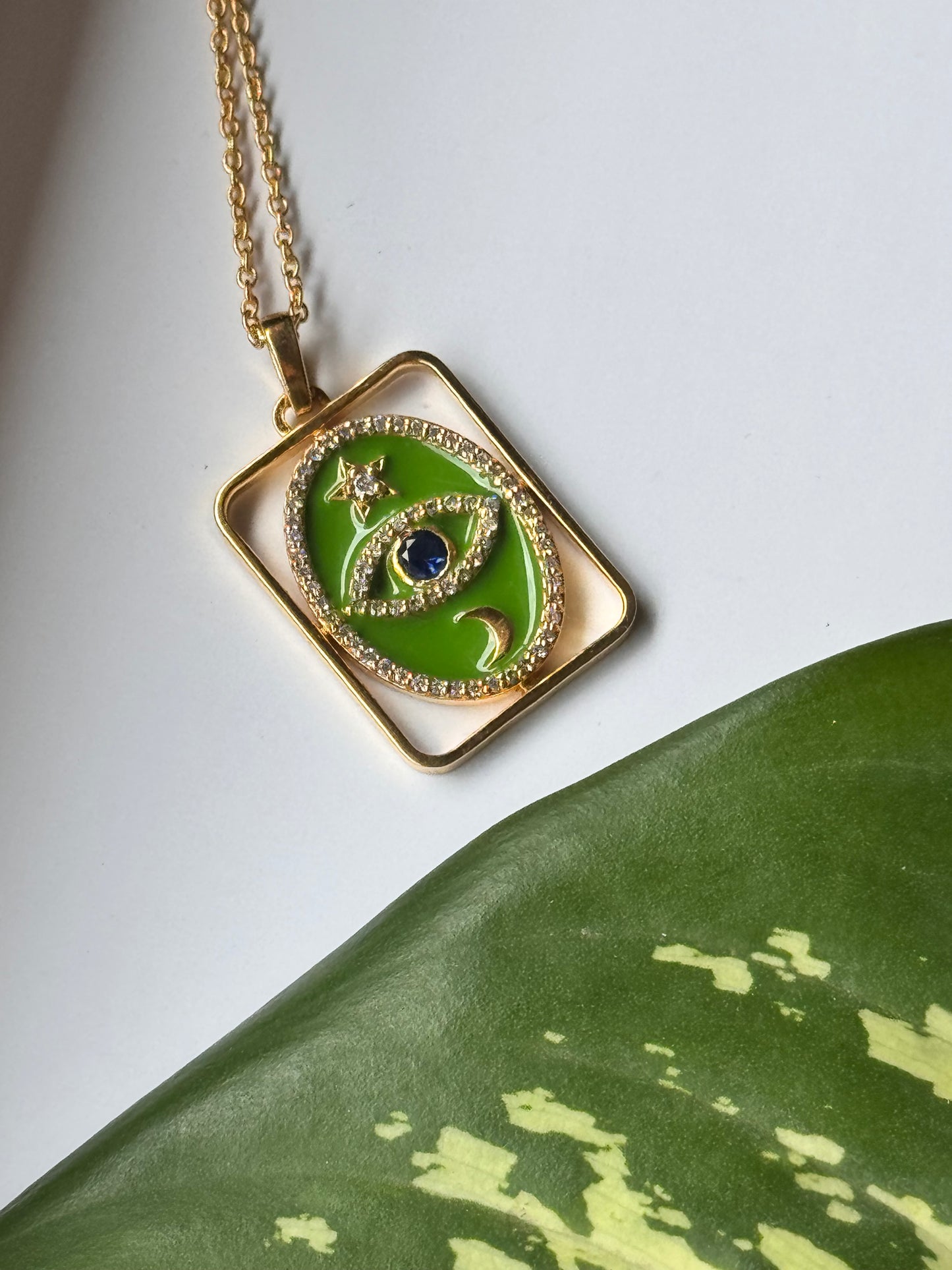 Celestial gaze pendant with chain