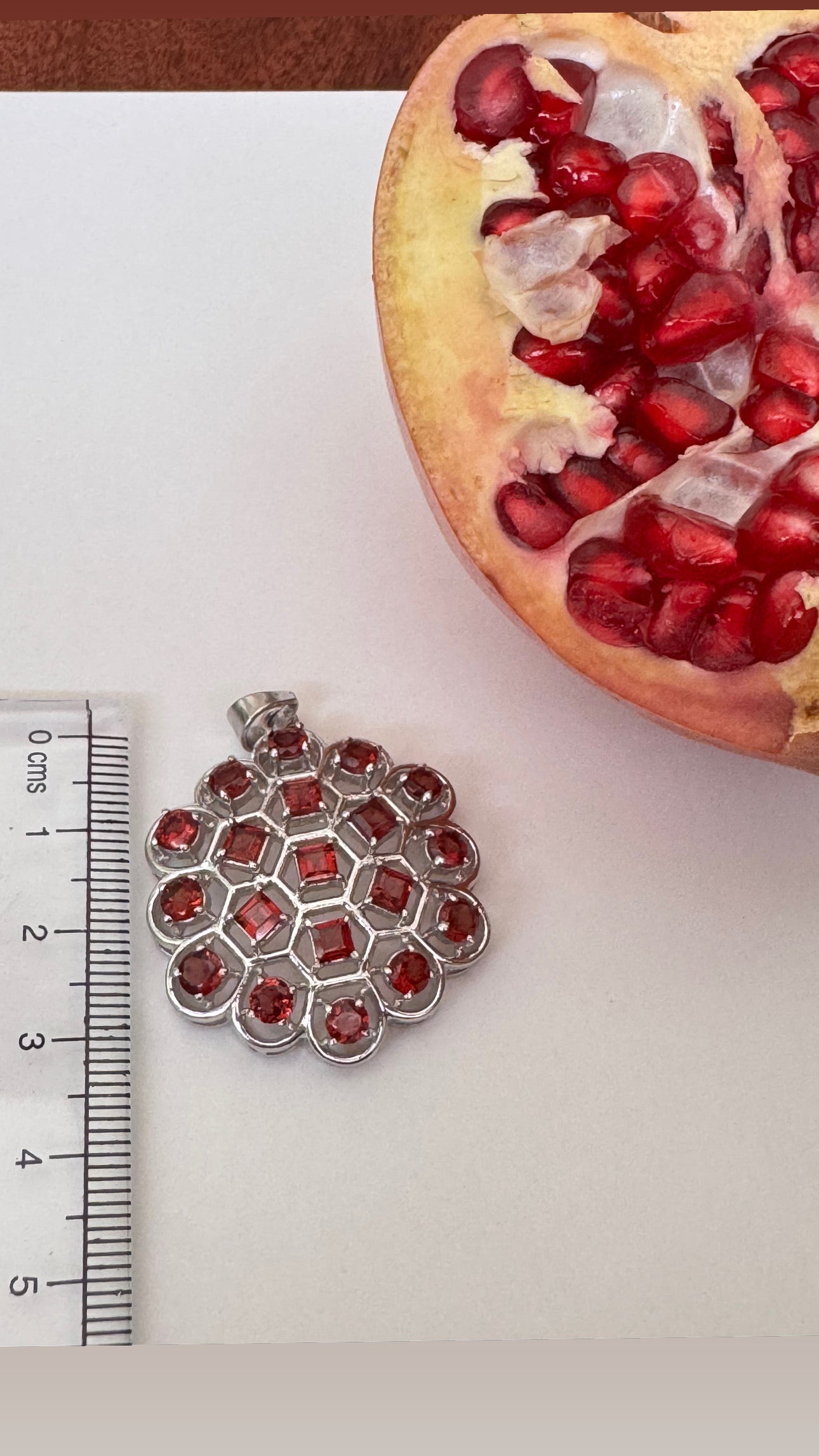 PomoGarnet sterling silver pendant