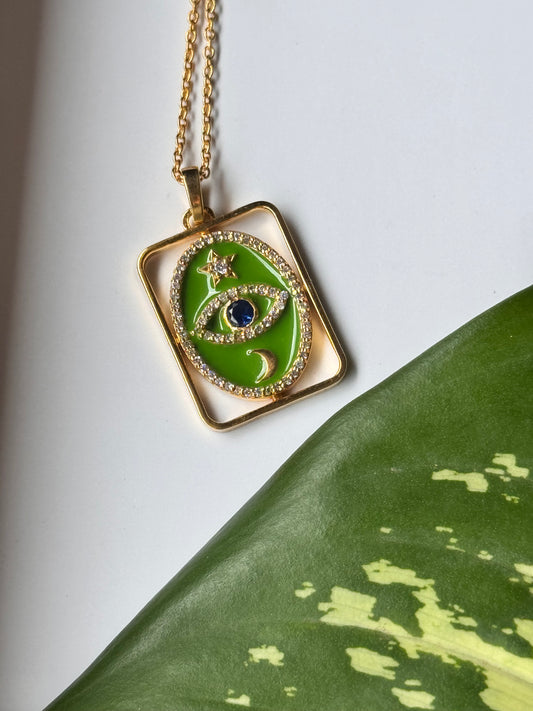 Celestial gaze pendant with chain