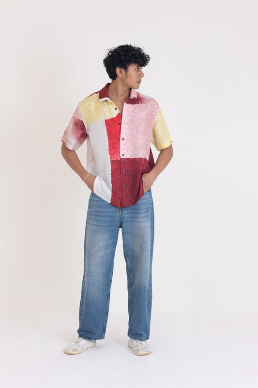 Colour block artwork shirt